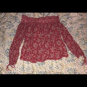 Abercrombie off the shoulder long sleeved shirt